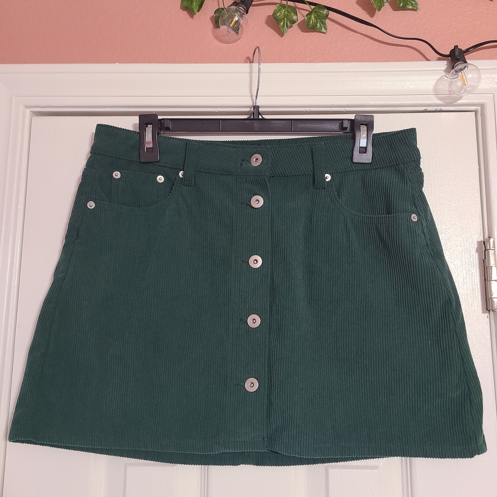 No Boundaries Forest Green Corduroy Mini Skirt